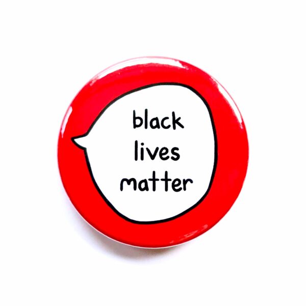 'Black Lives Matter' pin badge with red background