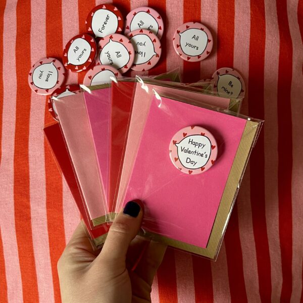 Valentine's & Galentine's Day Pin Badge Greetings Card