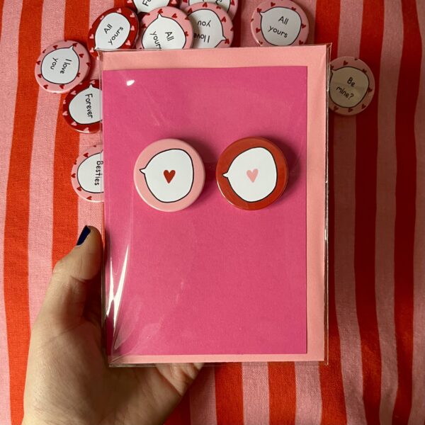 Valentine's & Galentine's Day Pin Badge Greetings Card